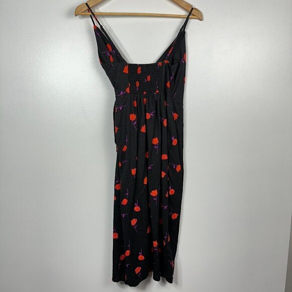 Urban Outfitters Quebec Midi Side Tie Wrap Dress Poppy Floral Print Linen XS - Picture 5 of 6